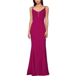 BCBG MAX AZRIA WOMENS V-NECK MERMAID EVENING DRESS